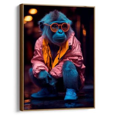 Imagem de Quadro decorativo Macaco Estiloso - Mioquadros, 120x80 cm, Tabaco