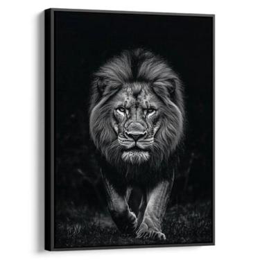 Imagem de Quadro Leão Preto e Branco - Mioquadros, 120x80 cm, Preto