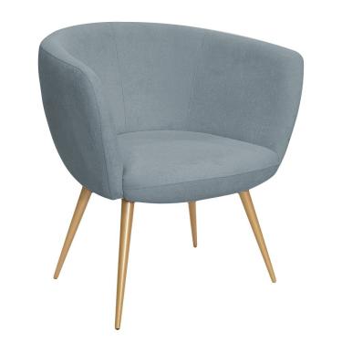 Imagem de Poltrona Decorativa Isis Pés Palito Ouro Fosco Bouclé Azul Claro - Nexta Casa