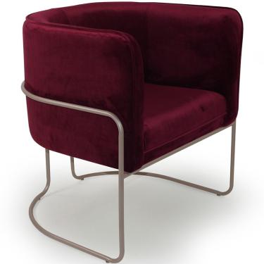 Imagem de Poltrona Para Sala Betina Base Champagne Veludo Cabernet - Nexta Casa