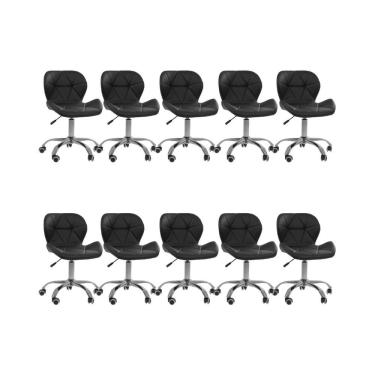 Imagem de Kit 10 Cadeiras Office Eiffel Slim Ajustável Oficial Preta