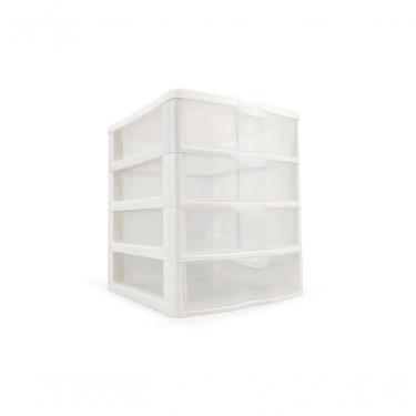Imagem de Gaveteiro de Mesa 4 Gavetas Pequeno Organizador Polipropileno BPA Free Branco