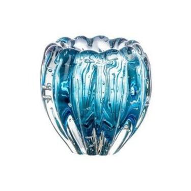 Imagem de Cachepot de Vidro Murano Aquamarine Nino Redondo 12X11CM em Azul para Decoração Sofisticada de Ambientes Modernos