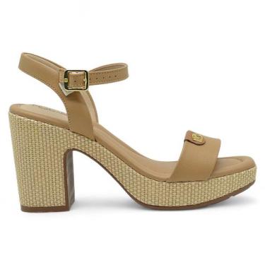 Imagem de Sandalia Modare Ultra Conforto Feminina Salto Alto Macio, Tan, Camel, 