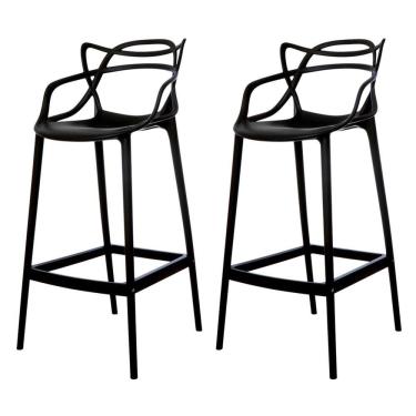 Imagem de Kit 2 Banquetas Allegra Preta Polipropileno Cozinha Bistrô Bancada