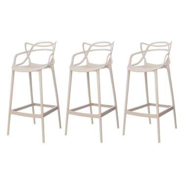 Imagem de Kit 3 Banquetas Alta Allegra Master Nude Polipropileno