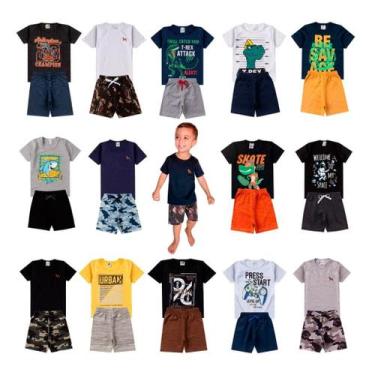Imagem de kit 8 peças de roupas são 4 conjuntos masculino infantil bebê nenem me