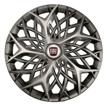 Imagem de Calota esportiva aro 13 moove graphite silver + emblema resinado fiat 