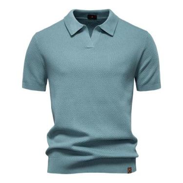 Imagem de Camisa Polo Masculina Premium Respirável De Cor Sólida Para Golfe Verã