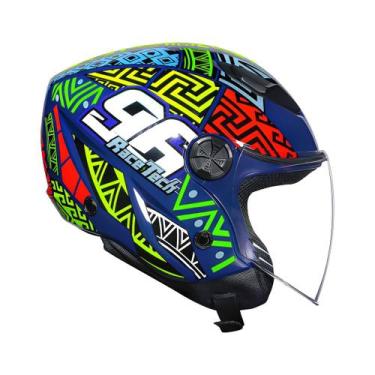 Imagem de Capacete Race Tech Play Art Azul E Laranja Aberto, 58
