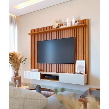 Imagem de Painel para TV Home Suspenso Ripado Ambiente Loft 1.8 Nature Off White