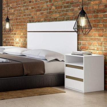 Imagem de Mesa de Cabeceira 100% MDF2 Gavetas 1 Nicho Branco - Belmax