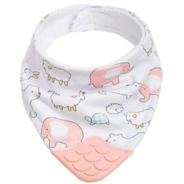 Imagem de Babador Bandana C/Mordedor Animais Rosa Buba