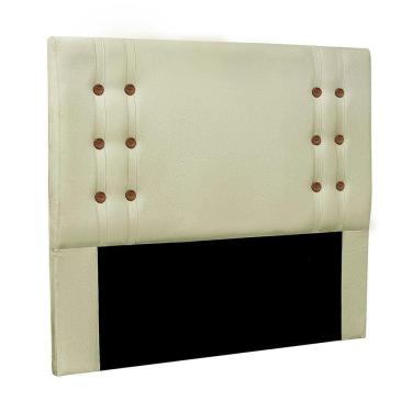 Imagem de Cabeceira Casal Cléo 140cm Estofada Fixação no Box Madeira com Linho Rústico Creme Loja Sheep