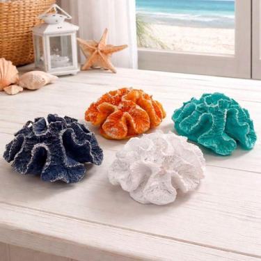 Imagem de Coral Decorativo Artificial para Decoração Náutica de Praia Azul Escur
