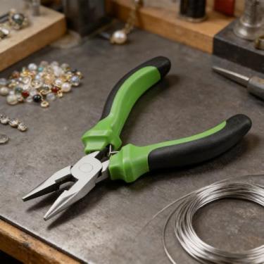 Imagem de Alicate de nariz longo de 12 cm com corrente de corte, alicate de nariz de mandíbulas lisas, alicate de fabricação de joias, ferramenta de reparo de contas artesanal, mini ferramentas profissionais de