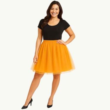 Imagem de Saia de Tule Tutu Adulta - 40cm - Extra Festas, Laranja, U