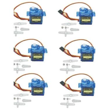 Imagem de Kit De 6 Micro Servos SG90 9g Para Carro RC E Avião, Engrenagem Plásti
