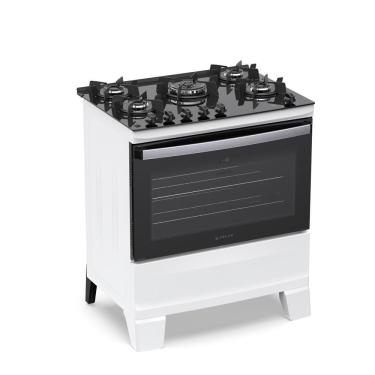 Imagem de Fogão a Gás de Piso 5 Bocas a Gás Atlas Agile Up Glass com Mesa de Vidro Temperado Acendimento Automático Branco Bivolt