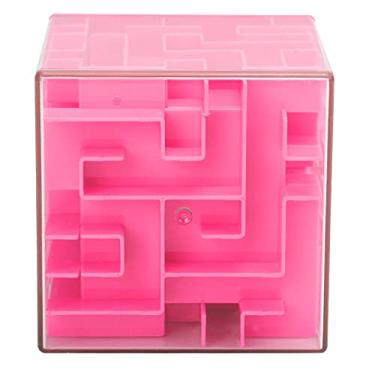 Imagem de 3D Cube Maze, Case Intelligent Fun Brain Game Box 3D Cube Puzzle Maze para jogos pais e filhos(cor de rosa)