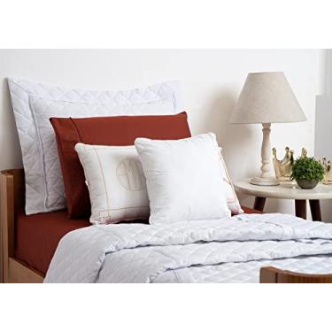 Imagem de Aime Baby Br JOGO DE COBRE LEITO SOLTEIRO C/PORTA TRAVESSEIRO MATELASSE PERCAL 300 FIOS - BRANCO C/TERRACOTA