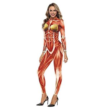 Imagem de Yajun Macacão de Halloween estampado em 3D para homens e cosplay. Roupa de festa de alta elasticidade M (155-160 cm)