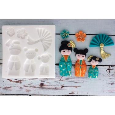Imagem de Molde De Silicone Japonesa, Leque, Geishas