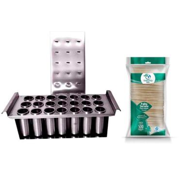 Imagem de Forma De Aluminio 21 Cavidades Picoléredondo + 500 Palitos