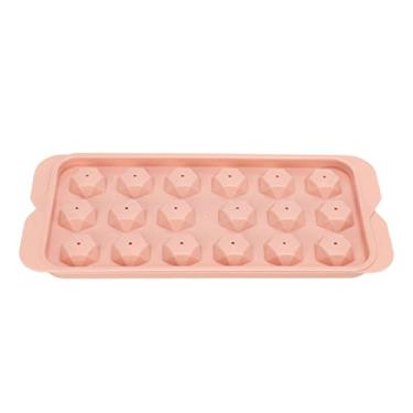 Imagem de Bandeja de cubo de gelo,losango irregular Molde de cubo de gelo de f¨¢cil desmoldagem grau aliment¨ªcio PP com tampa Cubo de gelo bonito, bandejas de cubo de gelo seguras(Diamond 18 Grid Pink), Ba