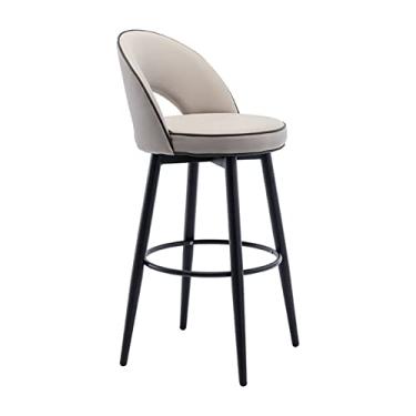 Imagem de Pu Cadeira De Ilha De Cozinha Giratória De Couro, Banquinho De Barra Oco, Altura Do Balcão, Cromo Preto Com Banquinho Giratório De Pé Redondo 360 Para Café, Lounge, Pub, Cozinha (caqui)