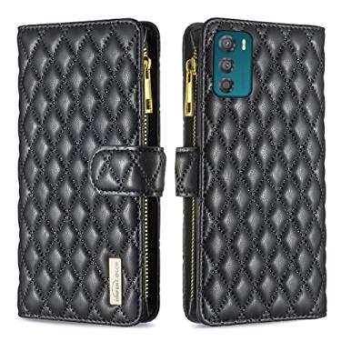 Imagem de For Motorola Moto G42 4G Diamond Lattice Zipper Wallet Leather Flip Phone Case