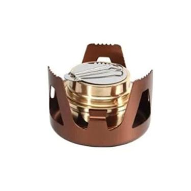 Imagem de MOOKEENONE 1 queimador de latão a álcool + tampa de suporte para acampamento ao ar livre, caminhadas, mochilões e cozinhas