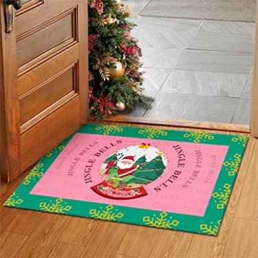 Imagem de KELATI Tapete de porta de Natal, tapete de porta de Natal antiderrapante tapete de entrada interna tapete de Natal, para quarto, banheiro, cozinha, tapete de férias, 40 x 60 cm-D