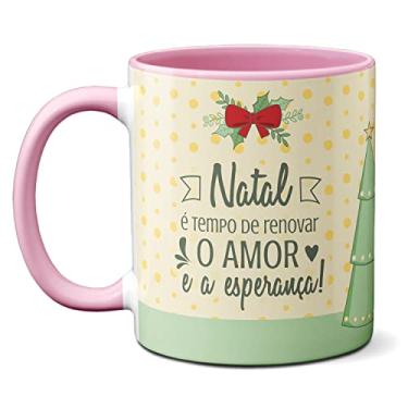 Imagem de Caneca Amor E Esperança Renovados No Natal Presente Fofo (Rosa)