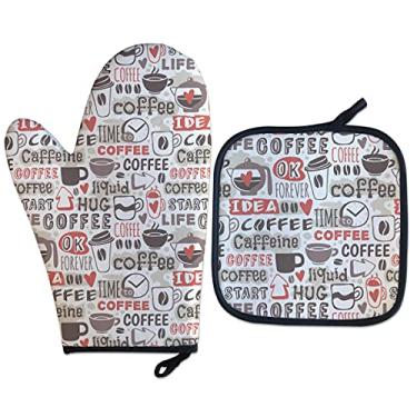 Imagem de Kit Luva Térmica de Forno Coffee Time Cozinha Criativa cor:Branco