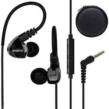 Imagem de Fones de ouvido esportivos Joysico para corrida, fones de ouvido intra-auriculares à prova de suor, academia, treino, exercícios, fones de ouvido com microfone e controle de volume para telefones iPhone Android, Preto