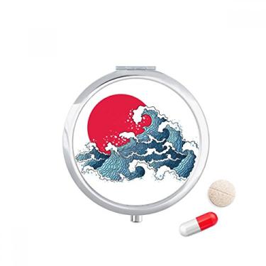 Imagem de Caixa de comprimidos de aquarela japonesa Red Sun Sea Porta-remédios para armazenamento de remédios