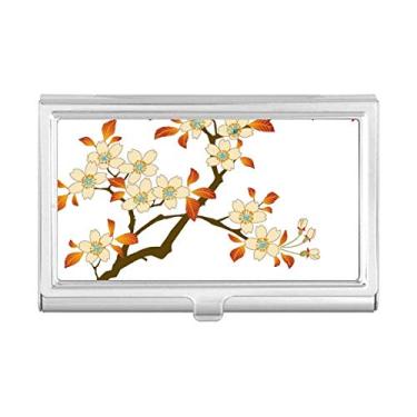 Imagem de Porta-cartões de visita com estampa de folhas de flor e papel de parede