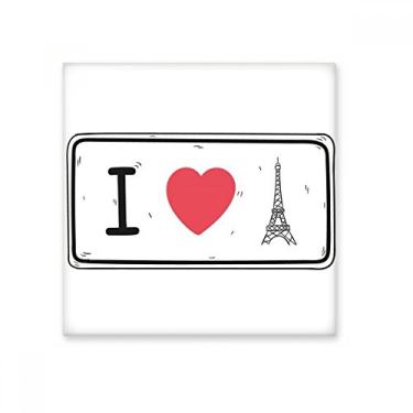 Imagem de I Love Eiffel Tower Palavras Azulejo de cerâmica brilhante Decalque de tijolos esmaltados