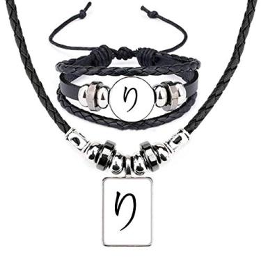 Imagem de Conjunto de joias de pulseira de couro com personagens japoneses Hiragana RI