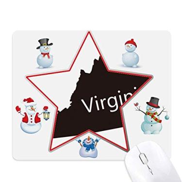 Imagem de Virgínia América Mapa dos EUA Contorno mas Snowman Family Star Mouse pad