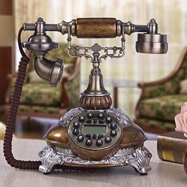 Imagem de Telefone giratório clássico para telefone telefone escritório imitação antigo pastoral telefone fixo telefone fixo moderno criativo (cor: madeira clássica) - atualização de cor óleo