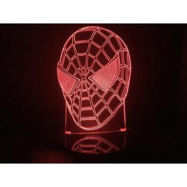 Imagem de Luminária Led 3D Cabeça Homem Aranha Acrílico Abajur - Geeknario