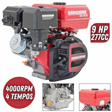 Imagem de Motor Estacionário Kawashima Robusto GE-900 9HP 277cc 4 Tempos À Gasolina Sem Embreagem Para Rabeta de Barco