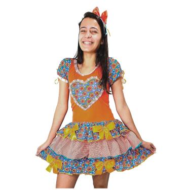 Imagem de Vestido Festa Junina Adulto Caipira Florido + Tiara