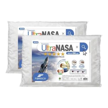 Imagem de Kit 2 Travesseiros Ultra Nasa Para Fronha Branco Fibrasca