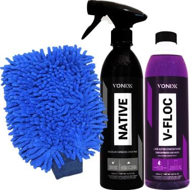 Imagem de Cera Native Spray Pintura Brilho + Shampoo V-Floc Vonixx Luva