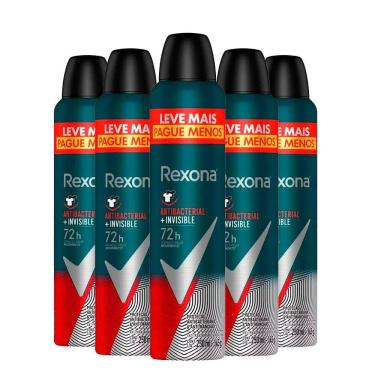Imagem de Kit Desodorante Rexona Aerosol Antibacterial Invisible 250ml - 5 Unidades