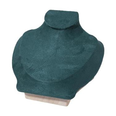 Imagem de Fancyes Jóias busto colar busto pingente corrente organizador de madeira jóias busto suporte colar manequim exibição para lojas de varejo feminino, Verde