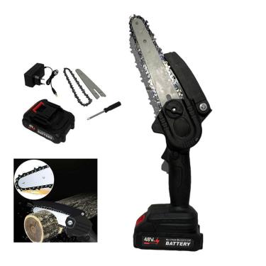 Imagem de Mini Motosserra Eletrica 48V 6 Polegadas Bateria Recarregavel Sem Fio Potente Lenha Galho Bambu
